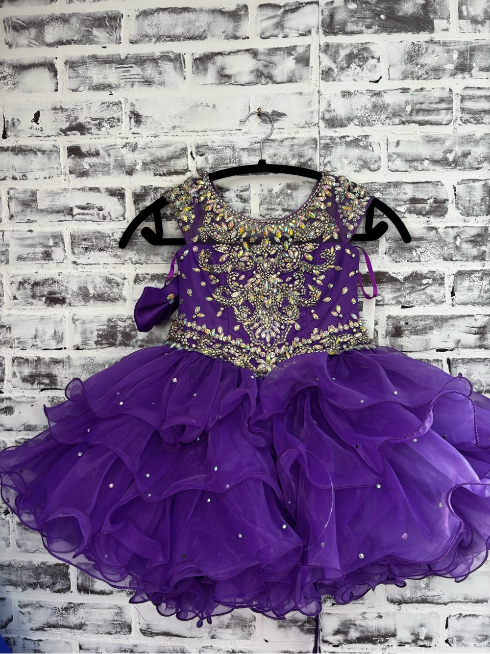 Girls size 4 Purple Jeweled Ruffle Tulle Pageant cupcake Dress